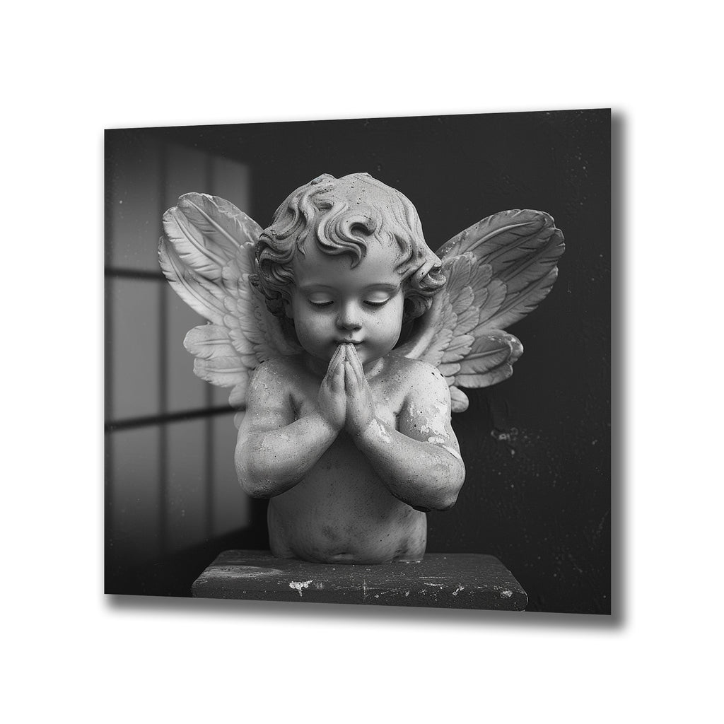 Huzurlu Cherub Cam Tablo - Manevi Dokunuşla Ev Dekorasyonu