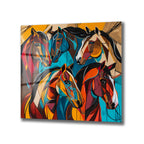 Dinamik Atlar Soyut Sanat Cam Tablo