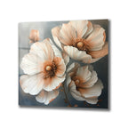 Pastel Tonlarda Zarif Çiçekler Modern Cam Tablo