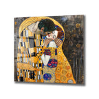 Aşkın Altın Dokunuşu: Gustav Klimt Öpücük Cam Tablo