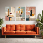 Soyut Sanatın Zarafeti: Modern Still Life Üçlü Cam Tablo Seti Üçlü Set