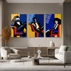 Modern Şıklık Üçlü Figür Pop Art Cam Tablo Seti Üçlü Set