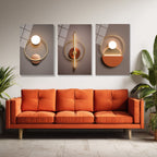 Lüks Geometrik Işıltılar Üçlü Cam Tablo Seti - Modern Soyut Sanat Üçlü Set