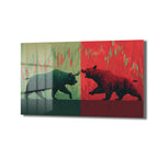 Borsa Boğa ve Ayı Mücadelesi Modern Cam Tablo