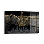 Boğa ve Ayı Bitcoin Kripto Piyasası Cam Tablo