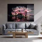 Büyülü Lotus Işıltısı: Pembe Tonlarda Modern Cam Tablo