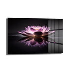 Işıltılı Lotus Çiçeği: Zen Huzuru Veren Modern Cam Tablo