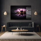 Işıltılı Lotus Çiçeği: Zen Huzuru Veren Modern Cam Tablo