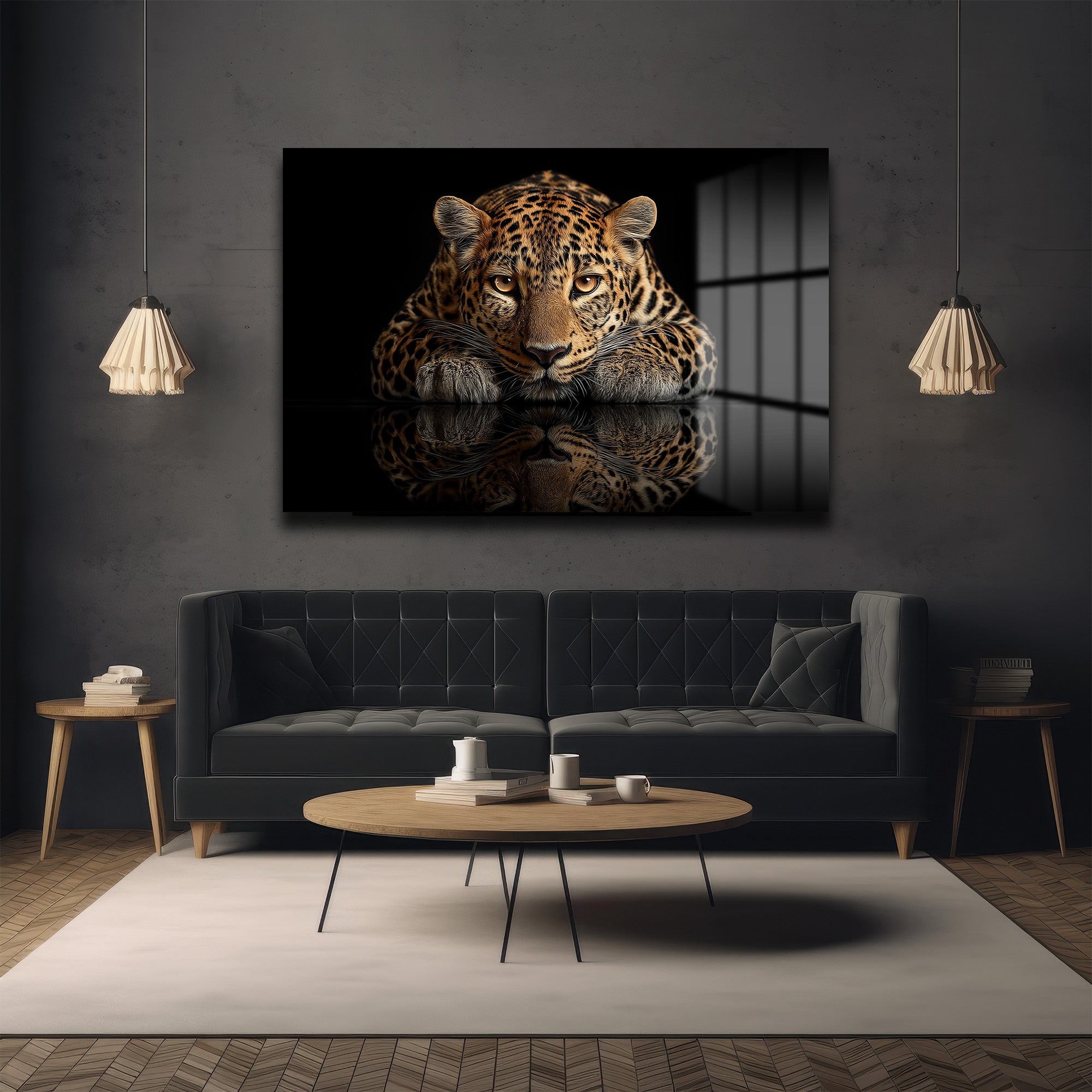 Asil Bakış: Leopar Temalı Modern Temperli Cam Tablo