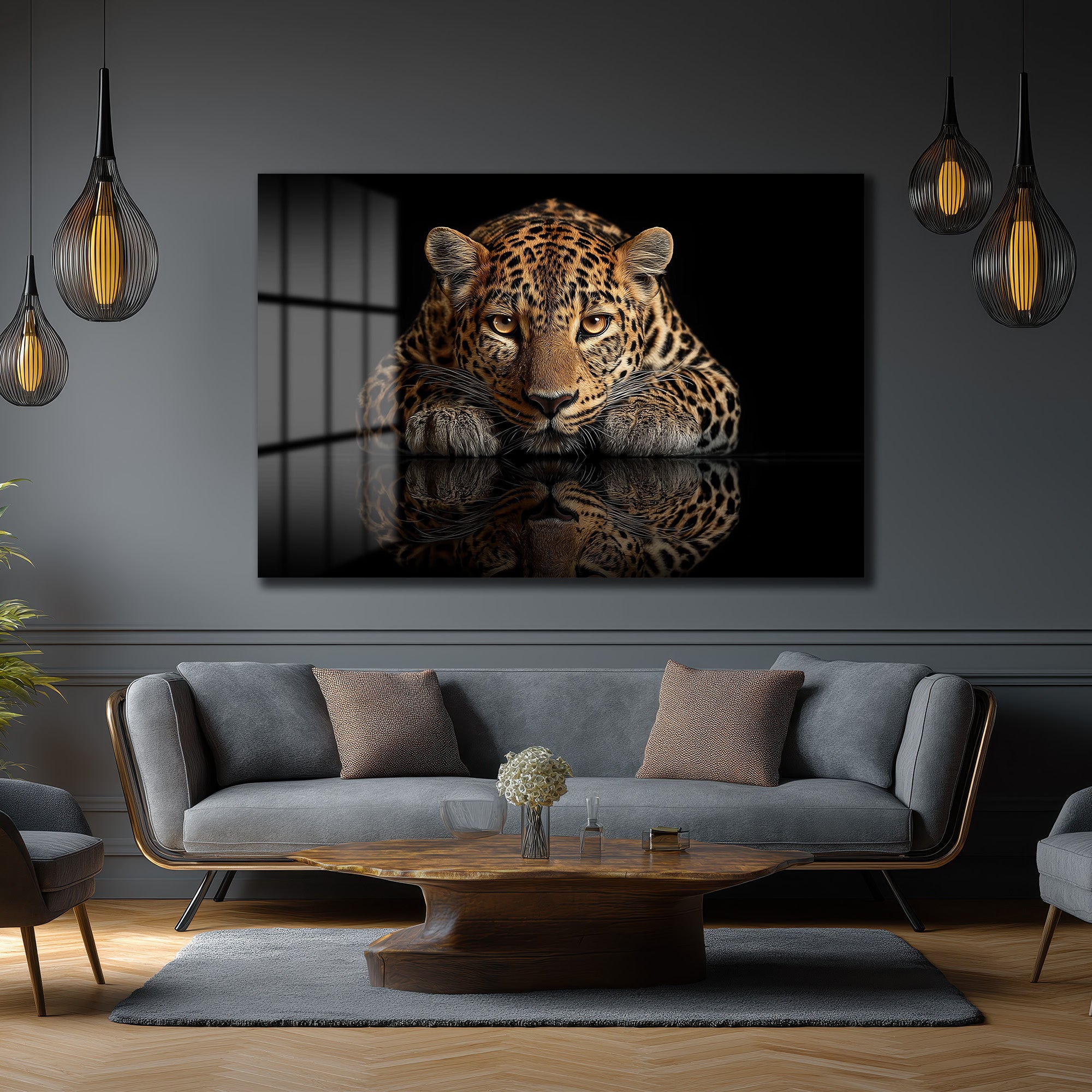 Asil Bakış: Leopar Temalı Modern Temperli Cam Tablo