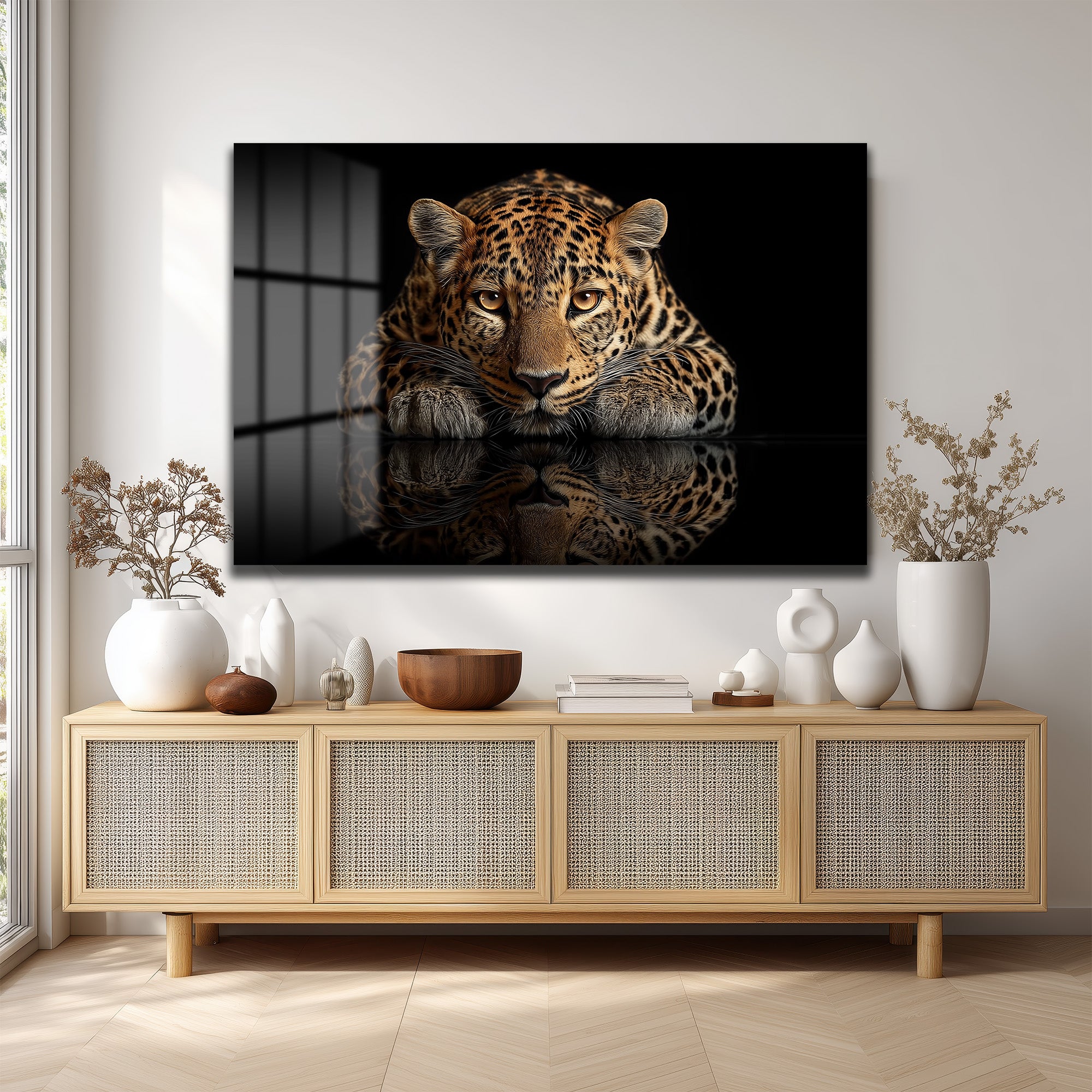 Asil Bakış: Leopar Temalı Modern Temperli Cam Tablo