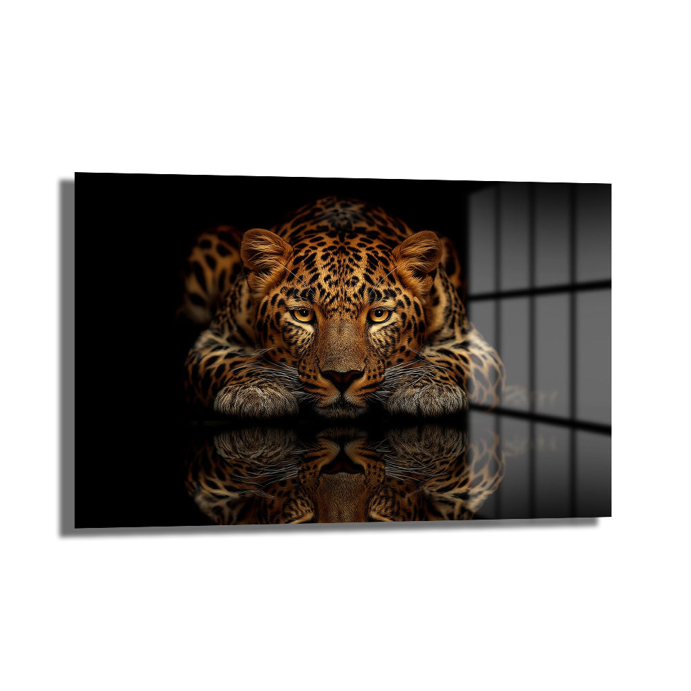 Asil Avcı: Leopar Temalı Modern Cam Tablo
