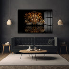 Asil Avcı: Leopar Temalı Modern Cam Tablo