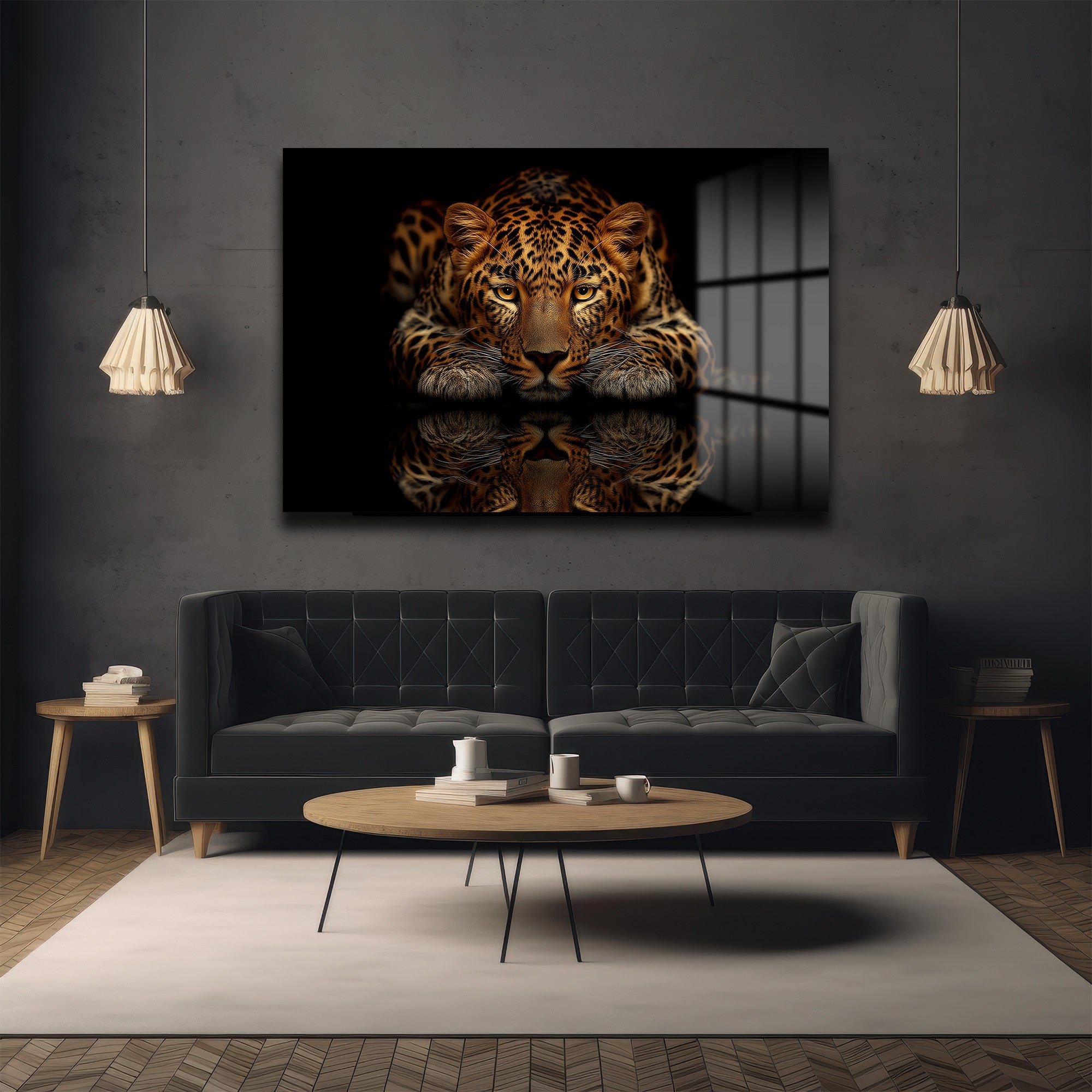 Asil Avcı: Leopar Temalı Modern Cam Tablo