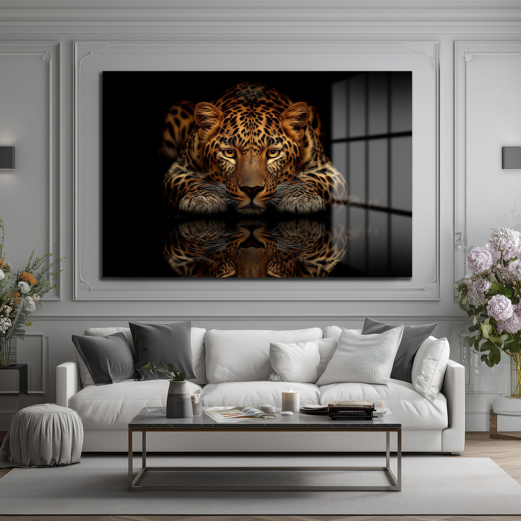 Asil Avcı: Leopar Temalı Modern Cam Tablo