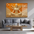 Huzur Meditasyonu: Lotus ve Dalgaların Dansı Temperli Cam Tablo