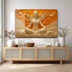 Huzur Meditasyonu: Lotus ve Dalgaların Dansı Temperli Cam Tablo