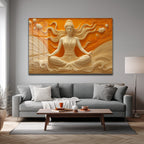 Huzur Meditasyonu: Lotus ve Dalgaların Dansı Temperli Cam Tablo