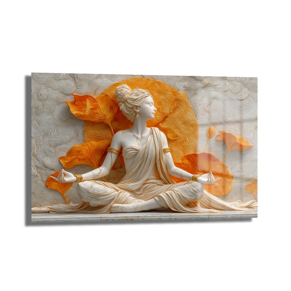 Zen Lotus Meditasyonu: Huzur Veren Dekoratif Cam Tablo