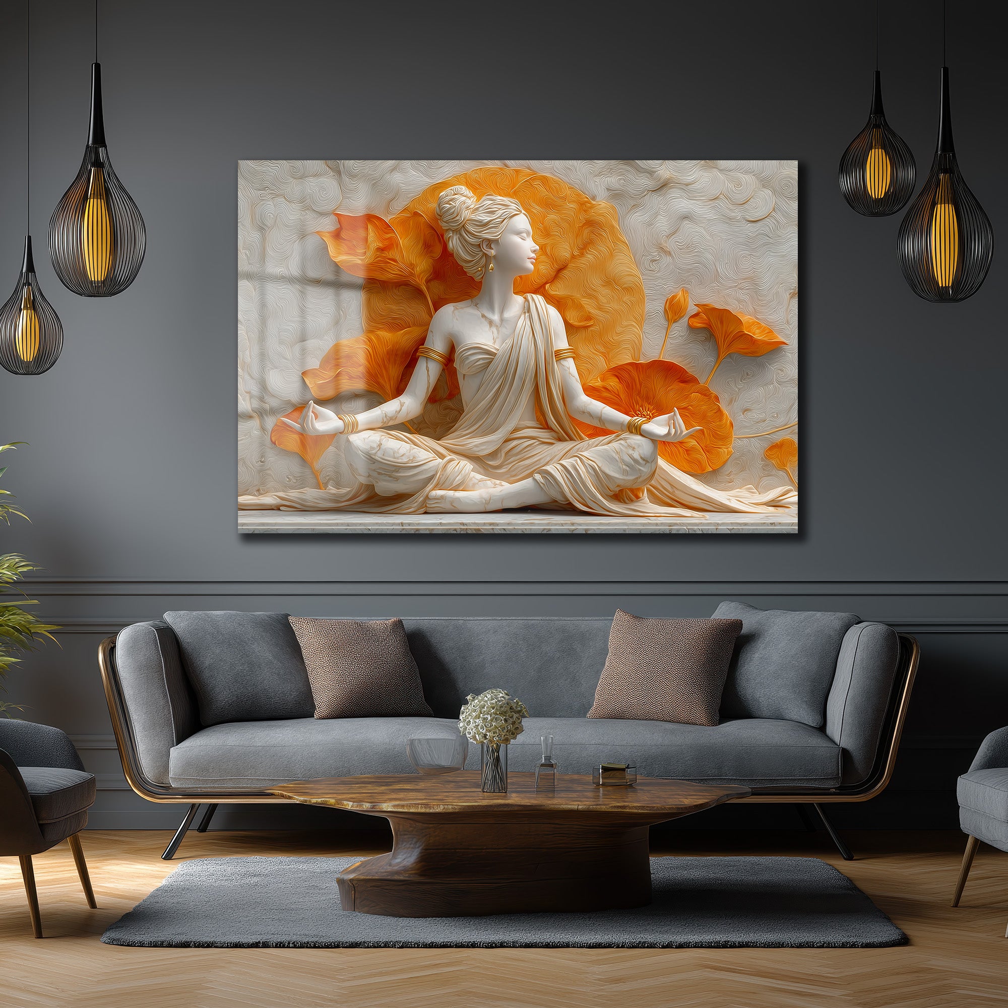 Zen Lotus Meditasyonu: Huzur Veren Dekoratif Cam Tablo