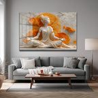 Zen Lotus Meditasyonu: Huzur Veren Dekoratif Cam Tablo
