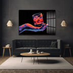 Neon Ritüel: Dijital El ve Kokteyl Temalı Modern Cam Tablo