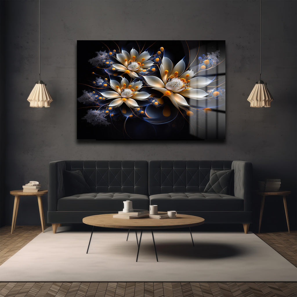 Eterik Işıltı: Lotus Çiçekleri Modern Cam Tablo