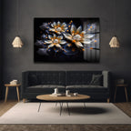 Eterik Işıltı: Lotus Çiçekleri Modern Cam Tablo