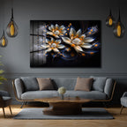 Eterik Işıltı: Lotus Çiçekleri Modern Cam Tablo