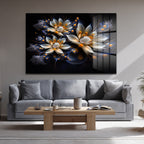 Eterik Işıltı: Lotus Çiçekleri Modern Cam Tablo