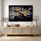 Eterik Işıltı: Lotus Çiçekleri Modern Cam Tablo