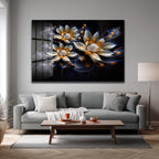 Eterik Işıltı: Lotus Çiçekleri Modern Cam Tablo