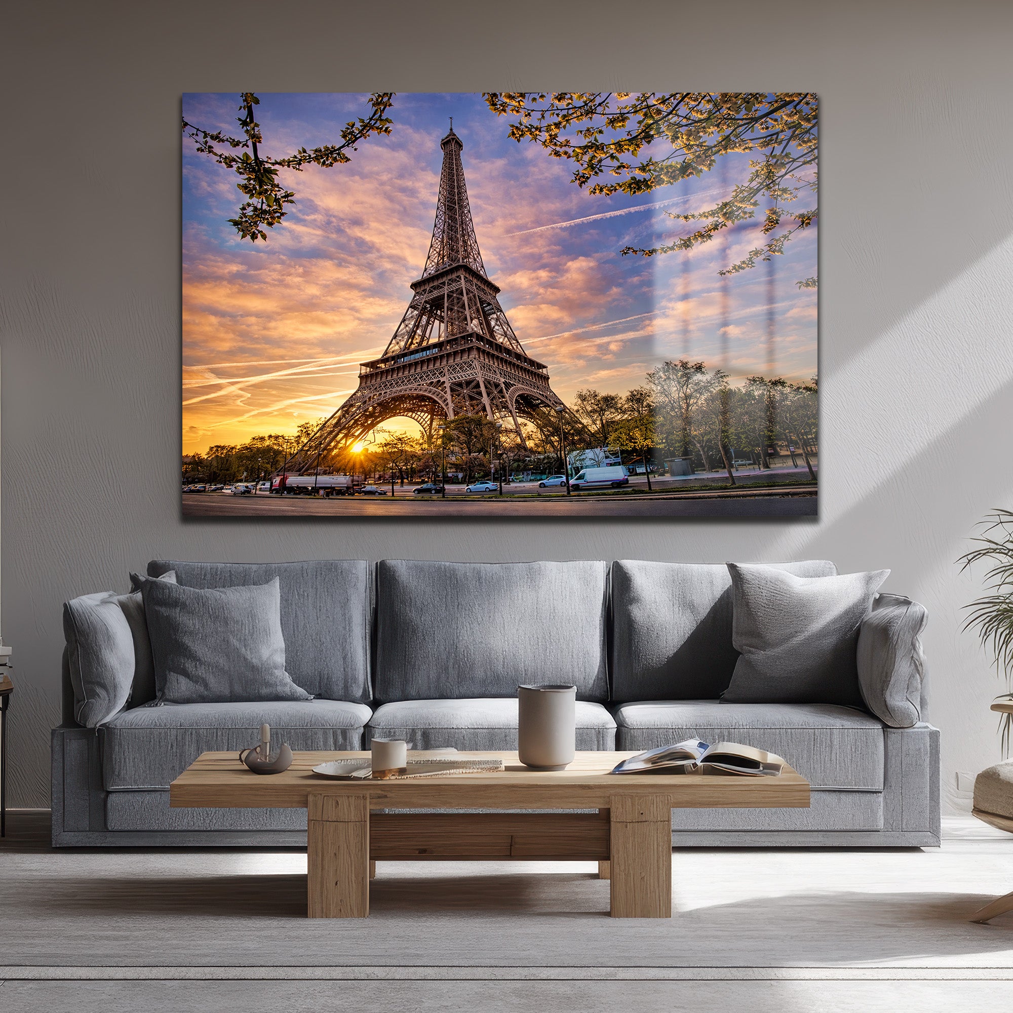Paris'in Büyüsü: Gün Batımı Eyfel Kulesi Temperli Cam Tablo