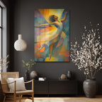 Dansın Ritmi: Modern Soyut Balerin Cam Tablo
