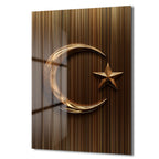 Altın Hilal ve Yıldız: Manevi Dokunuşlu Modern Cam Tablo