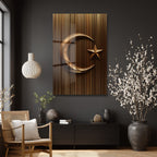 Altın Hilal ve Yıldız: Manevi Dokunuşlu Modern Cam Tablo