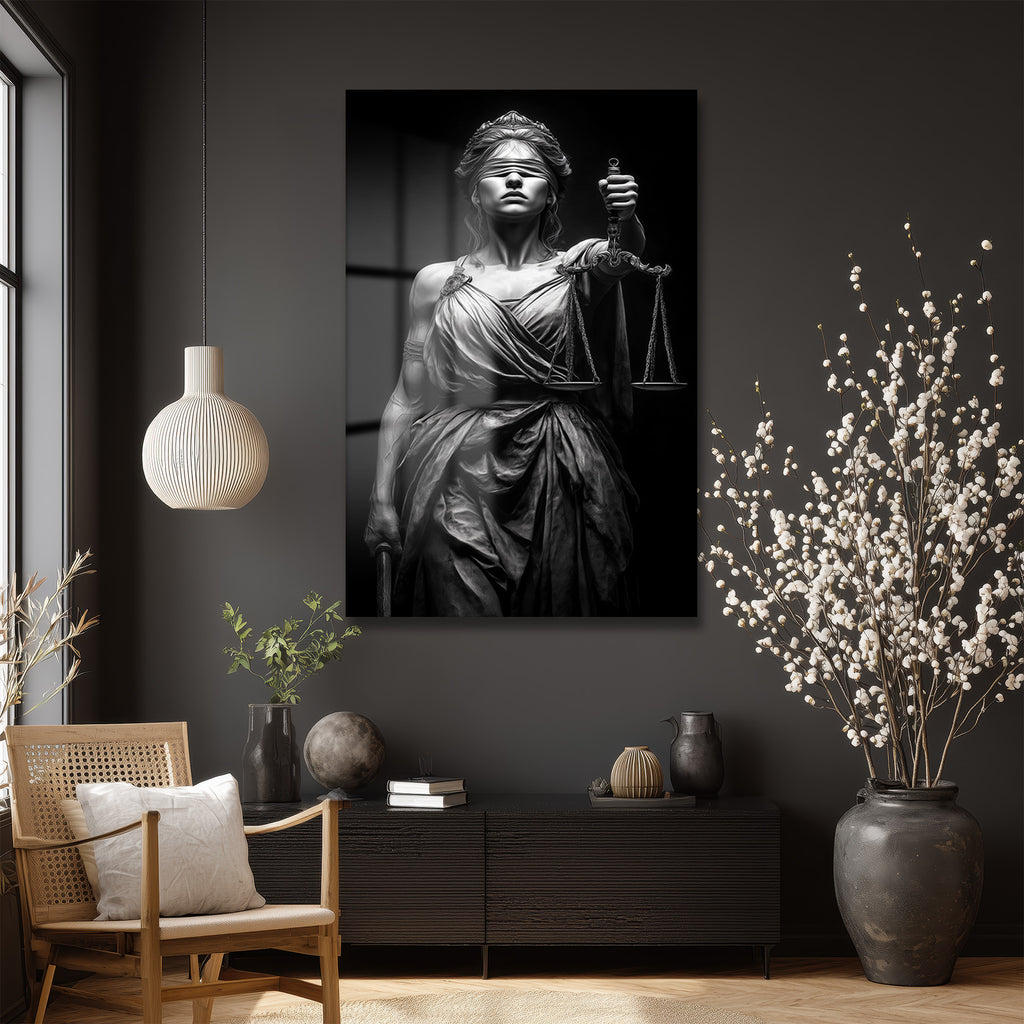 Adalet Tanrıçası Themis: Güçlü ve Modern Cam Tablo