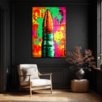 Enerjik Patlama: Pop Art Mermi Temalı Dekoratif Cam Tablo