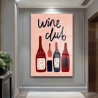 Wine Club Temalı Şık Cam Tablo: Modern Mutfak ve Salon Dekoru