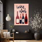 Wine Club Temalı Şık Cam Tablo: Modern Mutfak ve Salon Dekoru