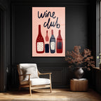Wine Club Temalı Şık Cam Tablo: Modern Mutfak ve Salon Dekoru