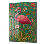 Flamingo Rüyası: Art Nouveau Tarzı Canlı Pembe Dekoratif Cam Tablo