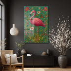 Flamingo Rüyası: Art Nouveau Tarzı Canlı Pembe Dekoratif Cam Tablo