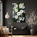 Papatya Bahçesi: Beyaz Çiçeklerin Zarafeti Dekoratif Cam Tablo