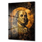 Benjamin Franklin: Altın Dokunuşlu Lüks Temperli Cam Tablo