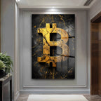 Altın Bitcoin Sembolü: Lüks ve Güçlü Temperli Cam Tablo