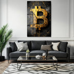 Altın Bitcoin Sembolü: Lüks ve Güçlü Temperli Cam Tablo