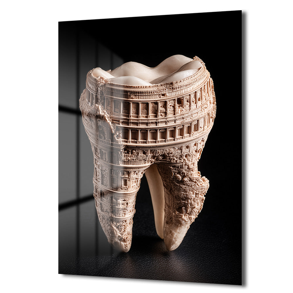 Antik Diş Mimari: Colosseum Detaylı Dekoratif Cam Tablo