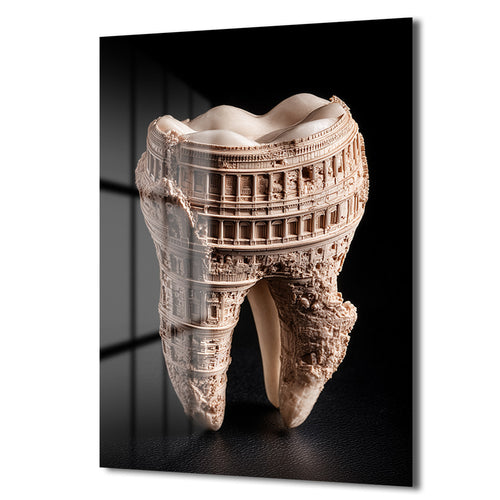 Antik Diş Mimari: Colosseum Detaylı Dekoratif Cam Tablo