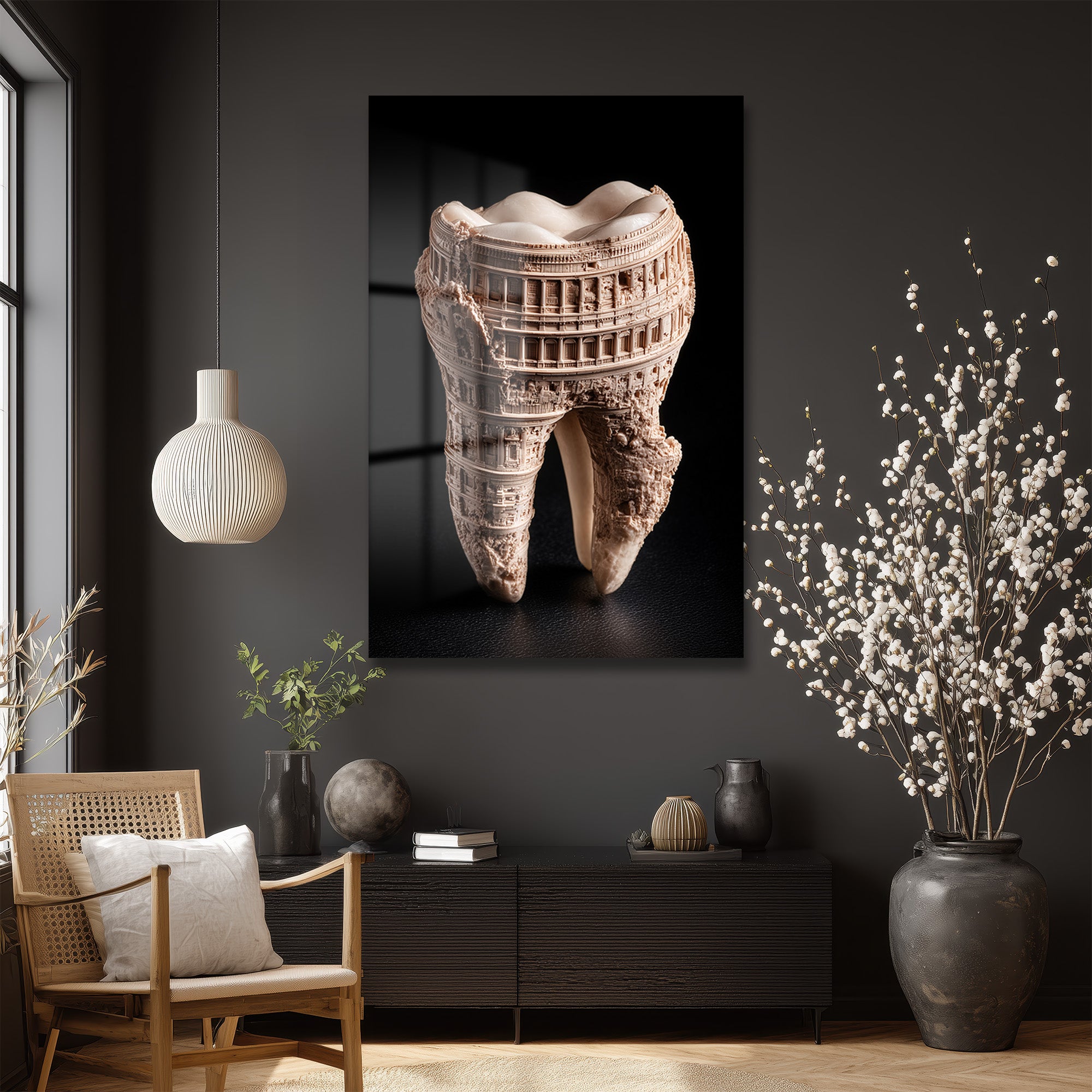 Antik Diş Mimari: Colosseum Detaylı Dekoratif Cam Tablo